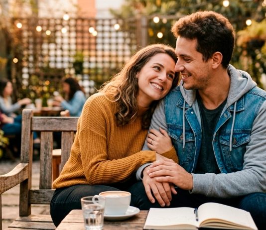 Como Namorar seu Melhor Amigo(a)? O Guia para uma Transição de Sucesso Dois amigos rindo juntos, sentados próximos, indicando uma conexão especial além da amizade