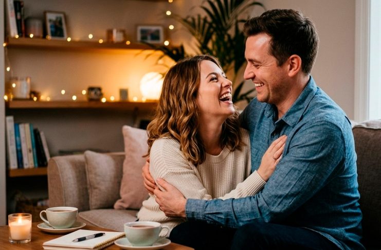 15 Dicas Essenciais para Manter a Chama Acesa no Relacionamento e Evitar a Rotina Casal rindo juntos em um jantar romântico à luz de velas