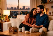 7 Dicas Poderosas para Manter a Chama Acesa no Relacionamento Casal sorrindo abraçado em um momento de carinho e cumplicidade em ambiente aconchegante